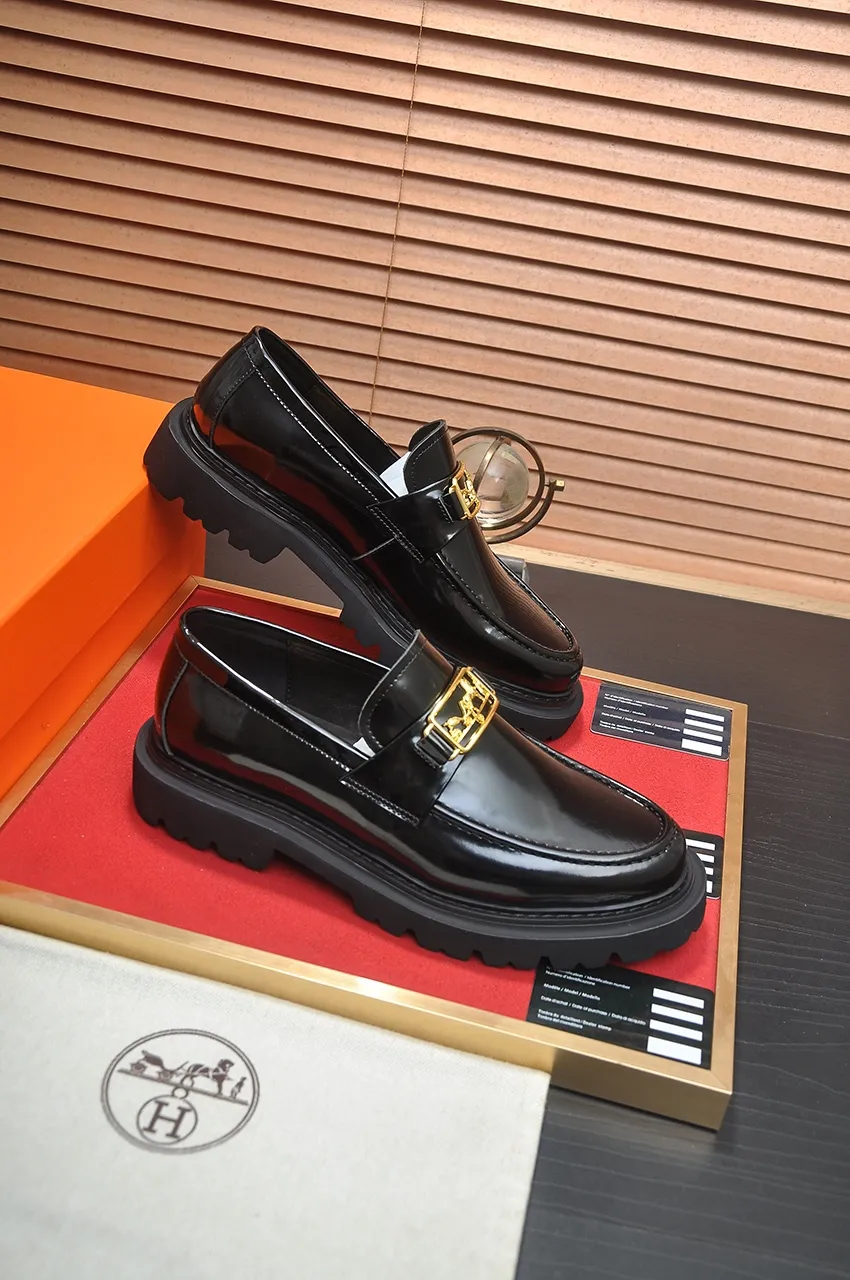 Men's men's shoes 💰720💶【[Hermes HERMES】】(High-end Niuli) New 🍀 HERMES - top version of classic casual leather shoes! Made of imported original cowhide, the inner top layer is comfortable cowhide lining! Original wear-resistant rubber foam outsole! High quality products! Code number 38-45 (45 customized)